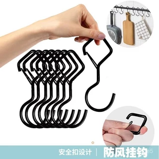 好價在🛒新款S型掛鈎 卡扣式掛勾 帶鎖扣掛勾 固定掛勾 S掛勾 防脫防滑防掉落防風大號掛花藍掛衣帽包包浴室廚房 5OF