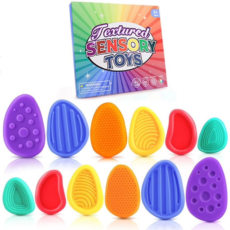 Sensory Fidget Toys Stone for Kids 6 Pack Textured Soft Worr | 蝦皮購物