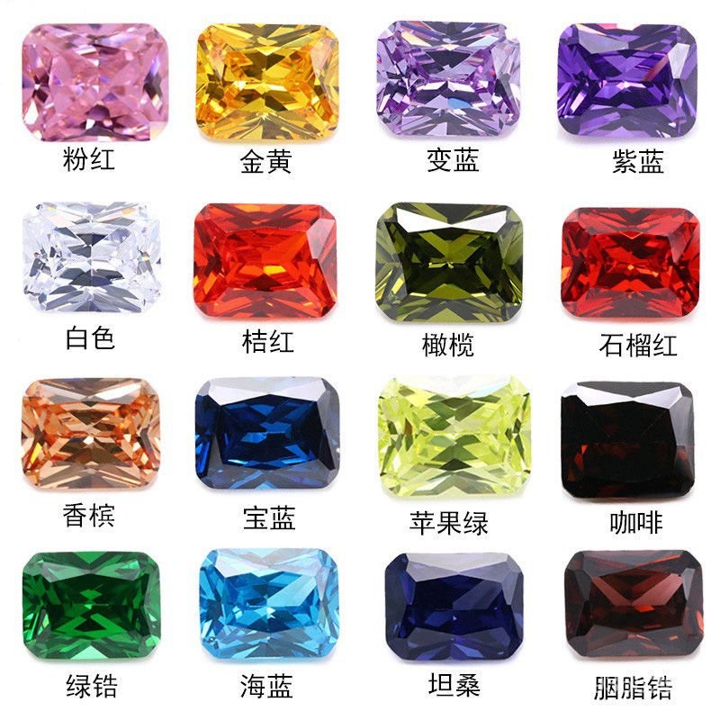 【臺灣出貨】長方倒角鋯石裸石戒麵小八角形白色彩色仿鑽尖底人造CZ皓石裸石鑽 | 蝦皮購物