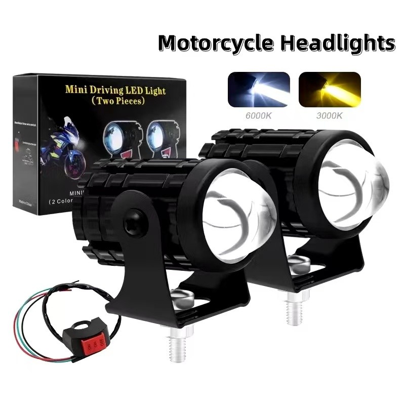 White Yellow Two-Color Motorcycle LED Headlight Fisheye Lens | 蝦皮購物