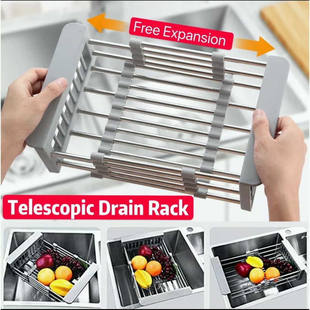 Stainless Steel Retractable Sink Rack Telescopic Drain Baske | 蝦皮購物
