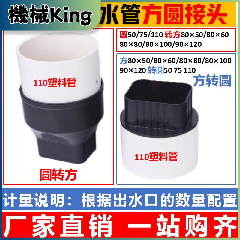 *機械King*鋁合金方管轉PVC圓管轉接頭50 75 110 落水管方轉圓配件圓變方 | 蝦皮購物