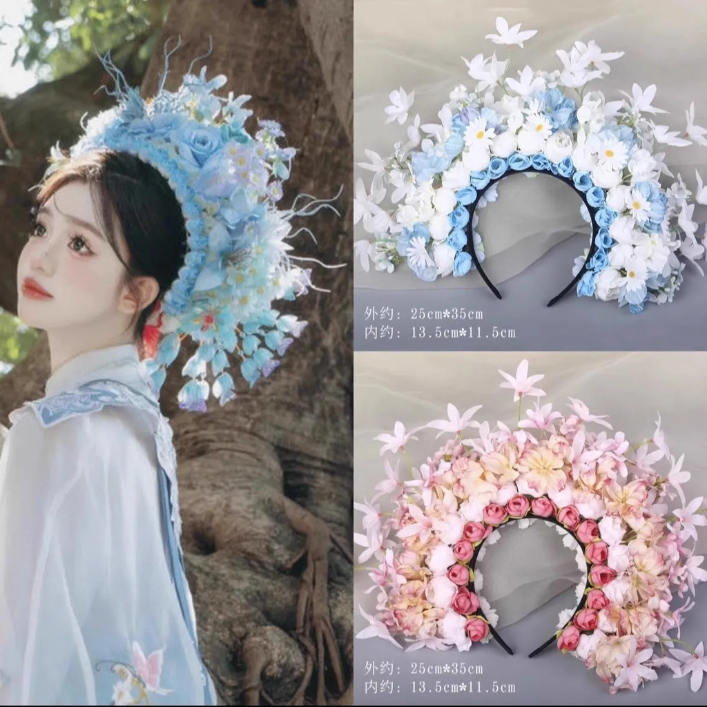 創意髮箍~泉州仿簪花圍漢服絹花頭飾簪花髮飾民族風拍攝寫真花朵髮箍花環x3m76sgkp_ | 蝦皮購物