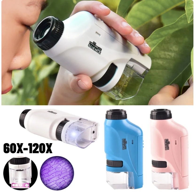 60-120X Mini Pocket Microscope Kit Laboratory | 蝦皮購物