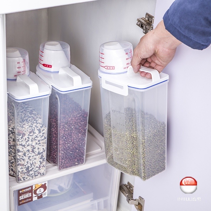 2kg Sealed Cereal Rice Storage Bins Food Storage with Pour S | 蝦皮購物