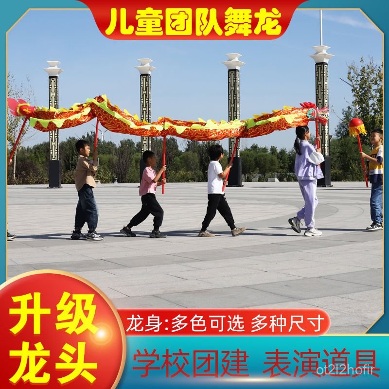 【派對錶演】兒童舞龍 舞獅道具 兒童龍頭 九節龍 幼稚園 舞臺錶演 綢緞佈龍 超輕龍燈 4人 6人 9人 11人 舞龍定 | 蝦皮購物