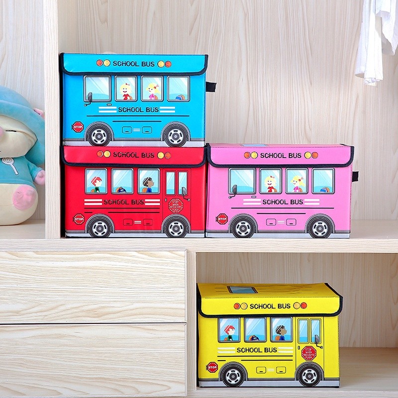 Children School Bus Style Storage Box Foldable Clothes Toy O | 蝦皮購物