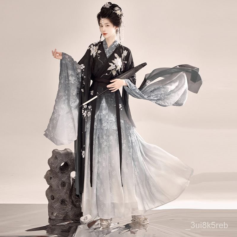 原創漢服【墨梨】女梨花清冷風水墨印花南北朝江湖武俠風春秋古裝 NJU7 | 蝦皮購物
