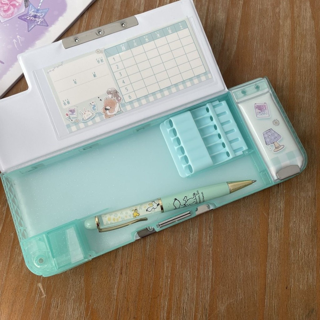 文具收纳 学习用品 筆盒 美人魚 公主 小學生 卷笔刀 尺子 多功能 塑料 大容量 雙层 文具盒 | 蝦皮購物