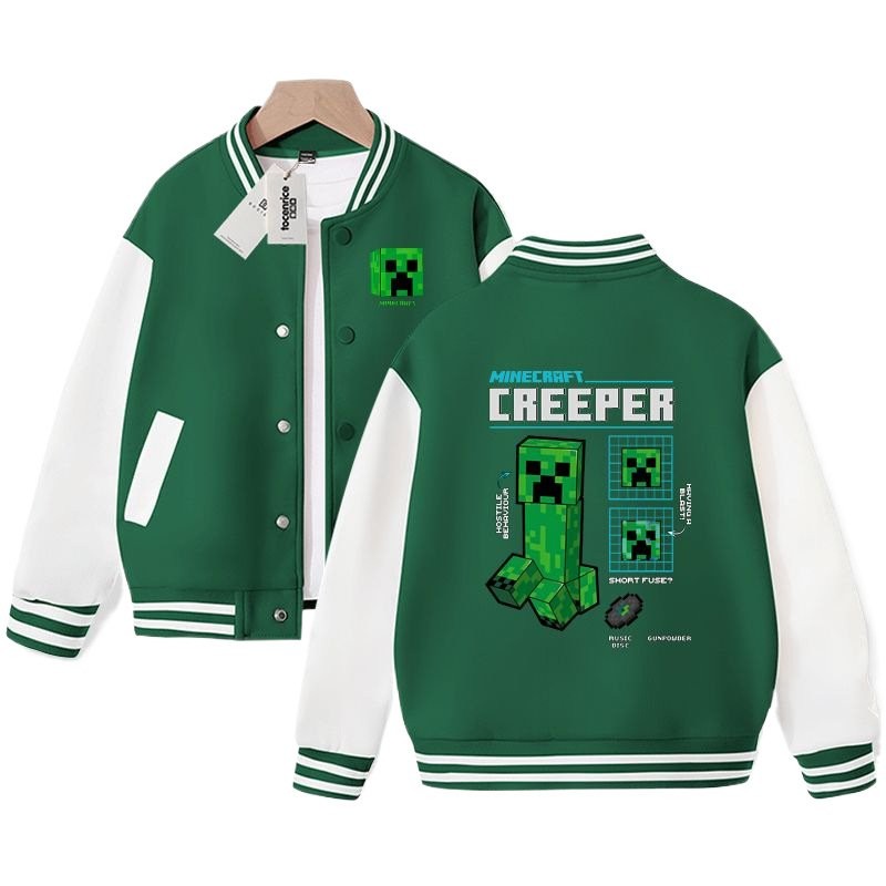 【台灣出貨】我的世界minecraft 男童外套 苦力怕衣服 兒童棒球服 秋季外套 長袖外套 兒童外套 保暖外套 | 蝦皮購物