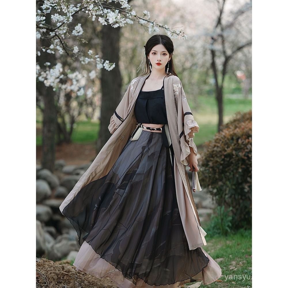 女裝 新中式女裝 日常漢服 新中式套裝 中式服飾 宋製漢服女改良長褙子日常古風長幹寺齊腰襦裙古裝全套春夏 中國風 宋製 | 蝦皮購物