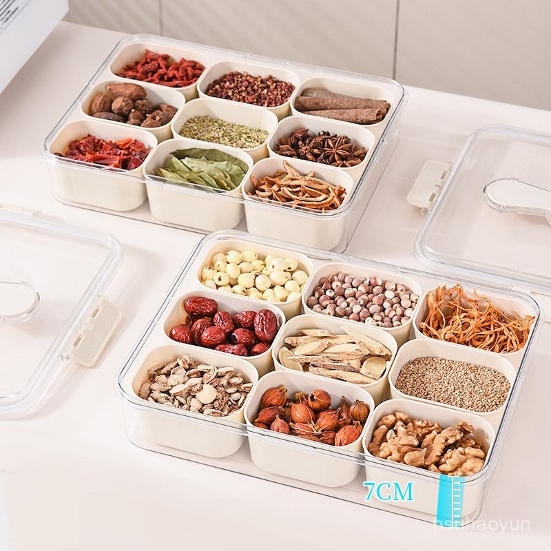 【廚房收納】料理收納盒 調味盒分格廚房調味盒 密封水果盒 食品收納盒 帶蓋冰箱保鮮盒 香配料盒調味料架 EGP7 | 蝦皮購物