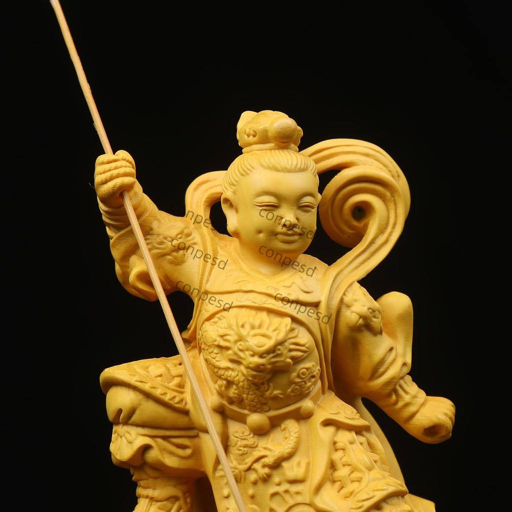 【興海佛具】黃楊木雕中壇帥 三太子神像 腳踩風火輪哪吒 家居擺件 實木開光加持 風水擺件 祈福避禍 鎮宅攮凶 | 蝦皮購物