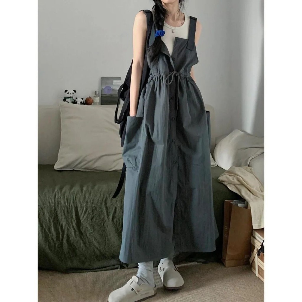 免運 時尚套裝 韓版韓系工裝揹帶洋裝女套裝2024夏季新款日系藝文裙子背心兩件套潮 二件式套服 女休閒套服 褲裝套服 正 | 蝦皮購物