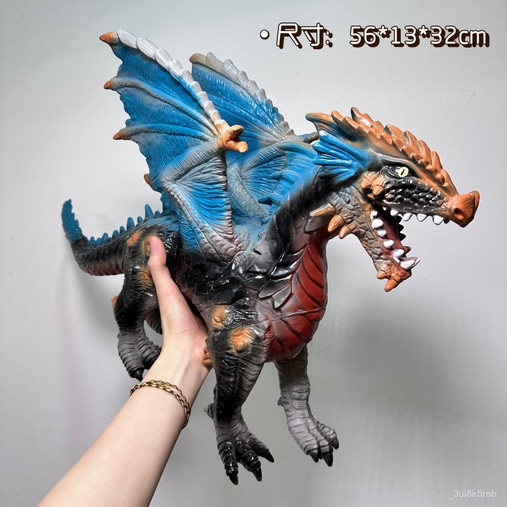 超大號恐龍玩*^具巨大西方魔龍雙頭龍恐龍噁魔角龍飛龍禮物仿真男*^孩