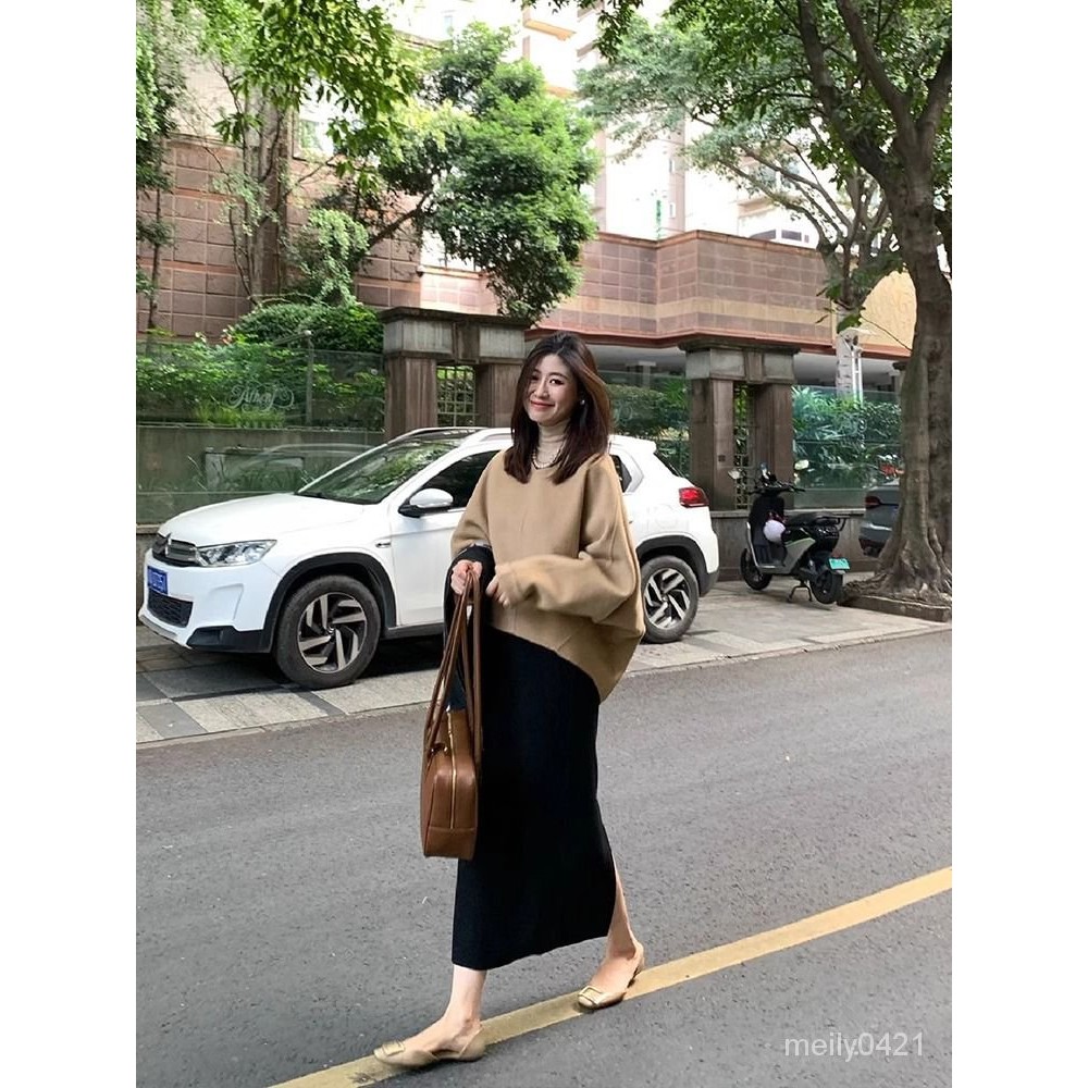 AIMISS冬季套裝女高級感氣質韓劇穿搭小香風毛呢外套半身裙兩件套 | 蝦皮購物