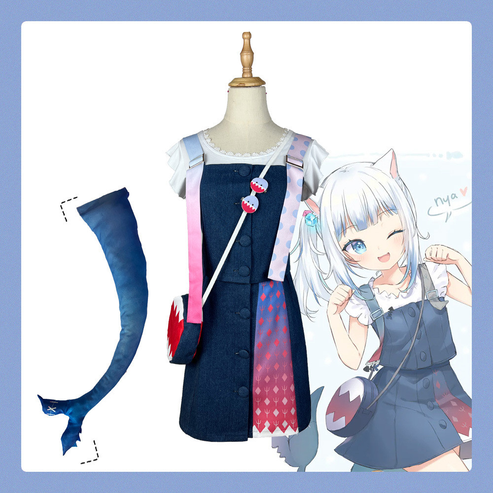 新品 優惠 Hololive虛擬主播Gawr Gura噶嗚古拉cos服裝軟萌可愛喵鯊魚娘套裝 | 蝦皮購物