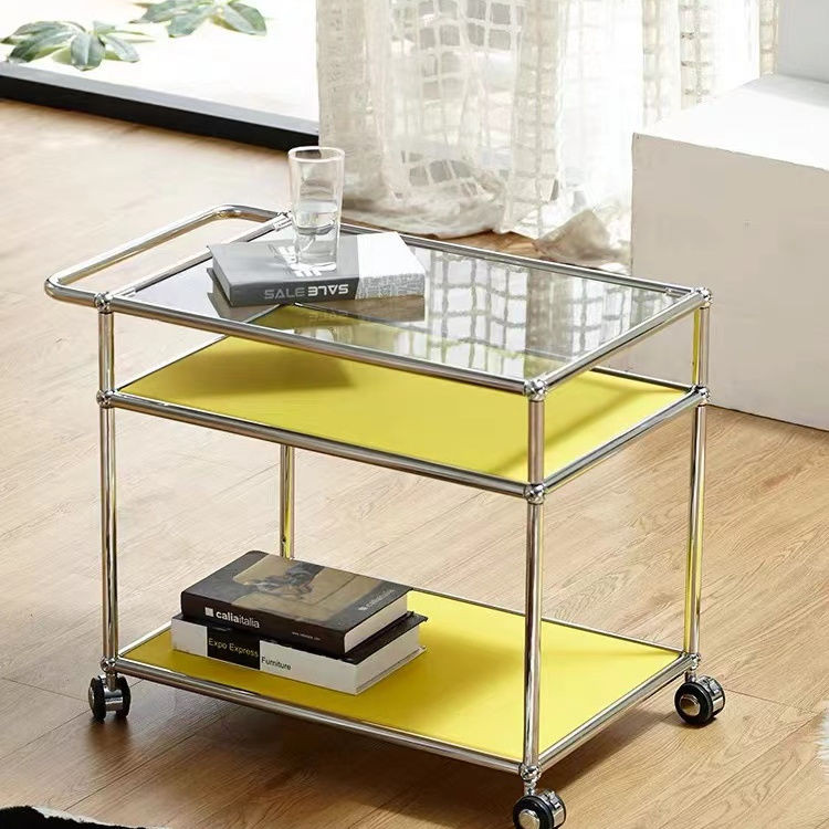 多功能簡約輕奢不銹鋼移動小推車USM組閤邊幾置物架客廳餐車北歐 | 蝦皮購物