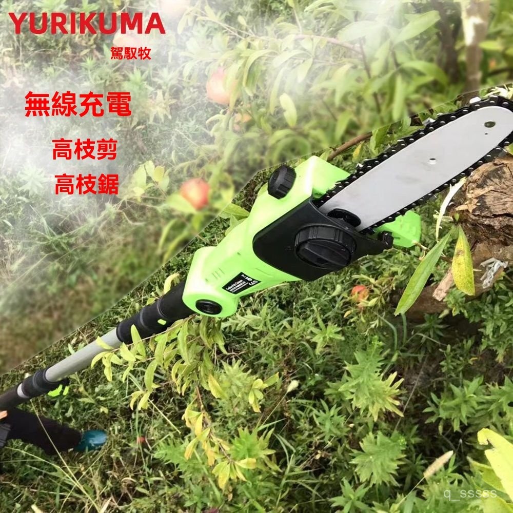 多功能二閤一伸縮高枝剪高枝鋸手持8寸無綫鋰電池充電鏈鋸修枝剪 | 蝦皮購物
