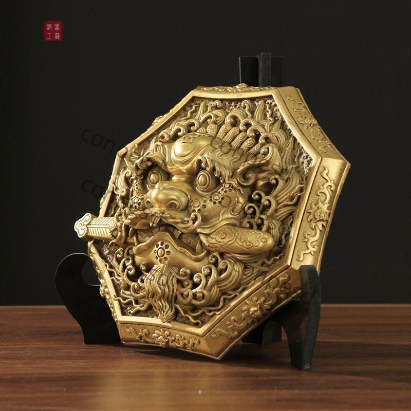 【興海佛具】正品純銅實心鎮宅獅咬劍銅獸頭八卦鏡大門窗口吞口獸瑞獸掛件禮物 開光加持 風水擺件 祈福避禍 鎮宅攮凶 | 蝦皮購物