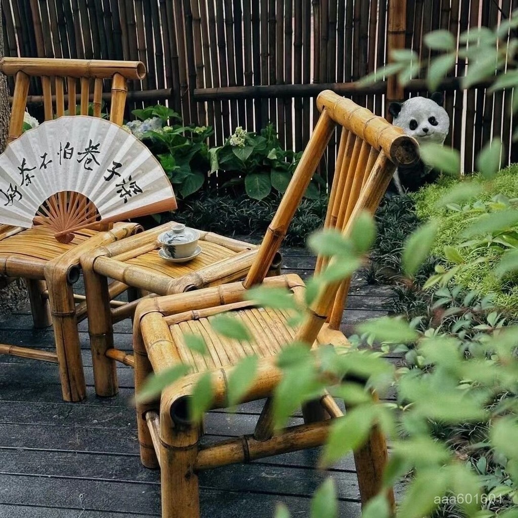 手工竹椅竹桌子 茶桌茶臺茶幾 家用陽臺休閒桌椅 組閤靠背椅 可定製 | 蝦皮購物