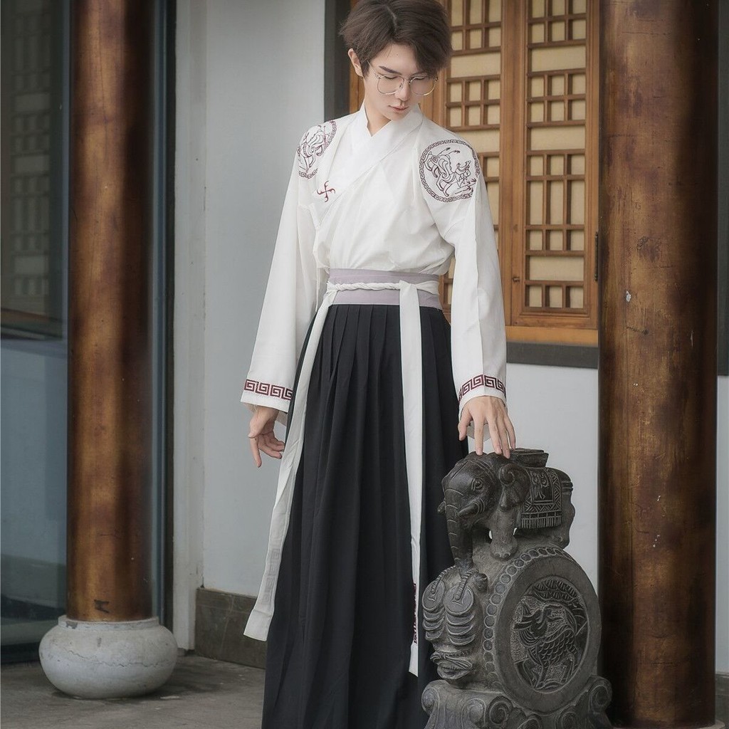 漢服 中國風套裝 古風服飾 表演服裝 古裝男士晉制原創漢服男【貔貅】正版學生班服俠客風情侶套裝中國風表演服 | 蝦皮購物