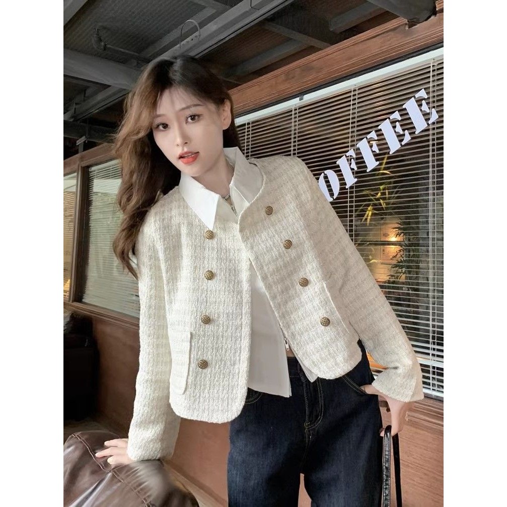 Chanell Top 小香風短袖上衣 - Navy 海藍色 (CB565)