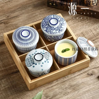 比内地鶏と鰹の和風スープ 和風 手描き 陶磁器 燉盅 蓋付き 湯煎 内筒 燕窩 卵蒸し碗 小スープ盅 スープ煮込み 家庭用 燉罐 (1000ml,和風の鯉)