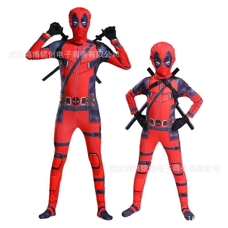 死侍Cosplay連體緊身衣舞臺錶演服Deadpool萬聖節服裝兒童男 | 蝦皮購物
