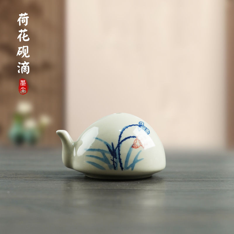水註硯滴陶瓷水滴硯滴書法水滴壺汝窯墨滴文房四寶國畵練習硯臺磨墨研磨