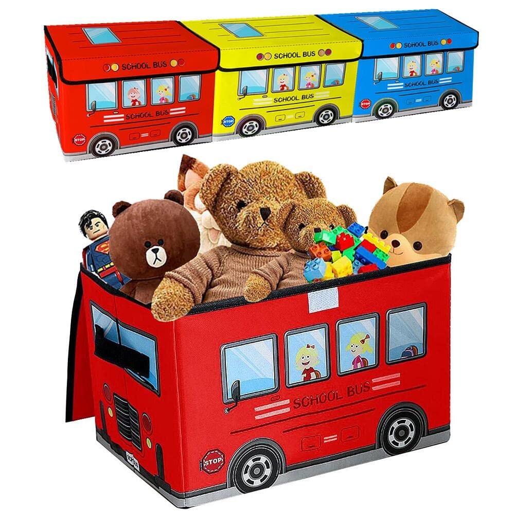 Kids Cartoon style School Bus Foldable Storage Organizer Box | 蝦皮購物