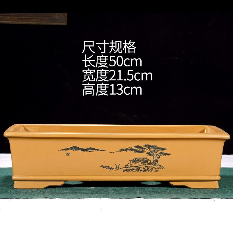 紫砂花盆長方形盆景盆四方花盆榕樹老樁陶瓷花盆| 蝦皮購物