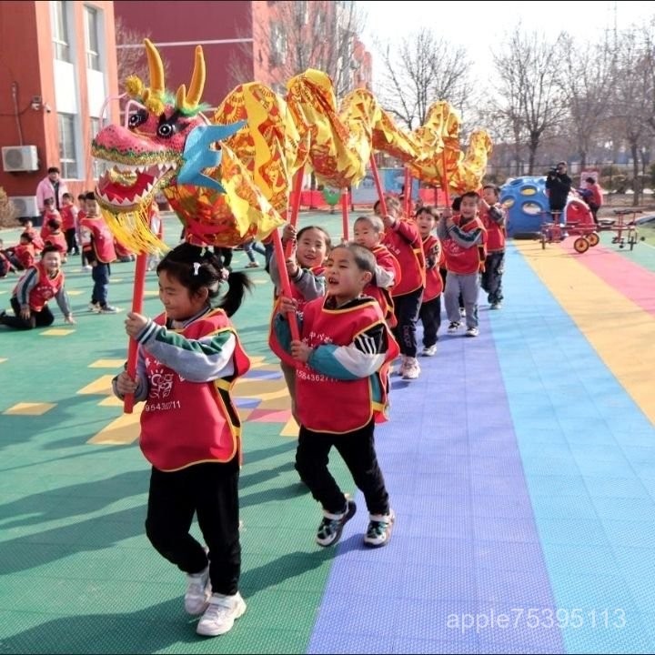 【派對錶演】兒童舞龍 舞獅道具 兒童龍頭 九節龍 幼稚園 舞臺錶演 綢緞佈龍 超輕龍燈 4人 6人 9人 11人 舞龍定 | 蝦皮購物