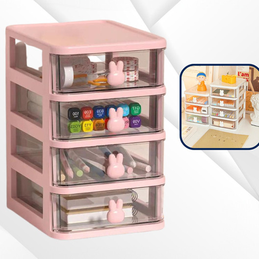 Desktop Storage Box Rabbit Transparent Storage Drawer Desk O | 蝦皮購物