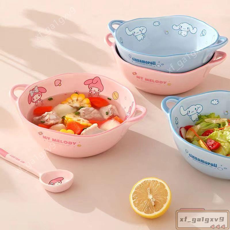 陶瓷雙耳碗 米飯碗 泡麵碗 可微波 湯碗 陶瓷 麵碗 沙拉碗 麥片碗 大容量 美樂蒂 大耳狗 | 蝦皮購物