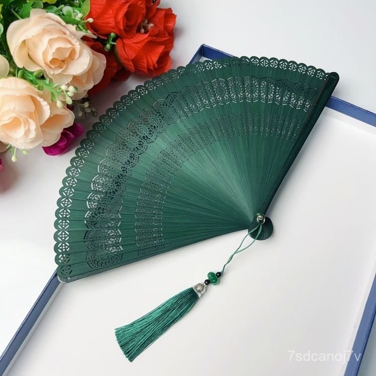 風扇子網紅全竹折扇大號複古20釐米加大平闆古風黑色墨綠竹扇 | 蝦皮購物