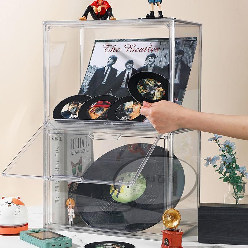 專輯收納盒 透明展示盒 壓克力展示盒 黑膠唱片收納盒 CD收藏盒 展示櫃 磁吸式桌面專輯收納盒收納展示防塵手辦唱片展示架 | 蝦皮購物