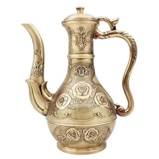 友人館蔵 銅製細工 古人臉酒壺 古酒器 裝酒器 文