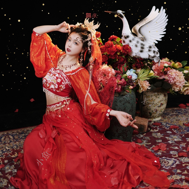 【玉僊姬】國風設計cos敦煌飛天服飾裙子改良日常燙金套裝異域風係列 | 蝦皮購物