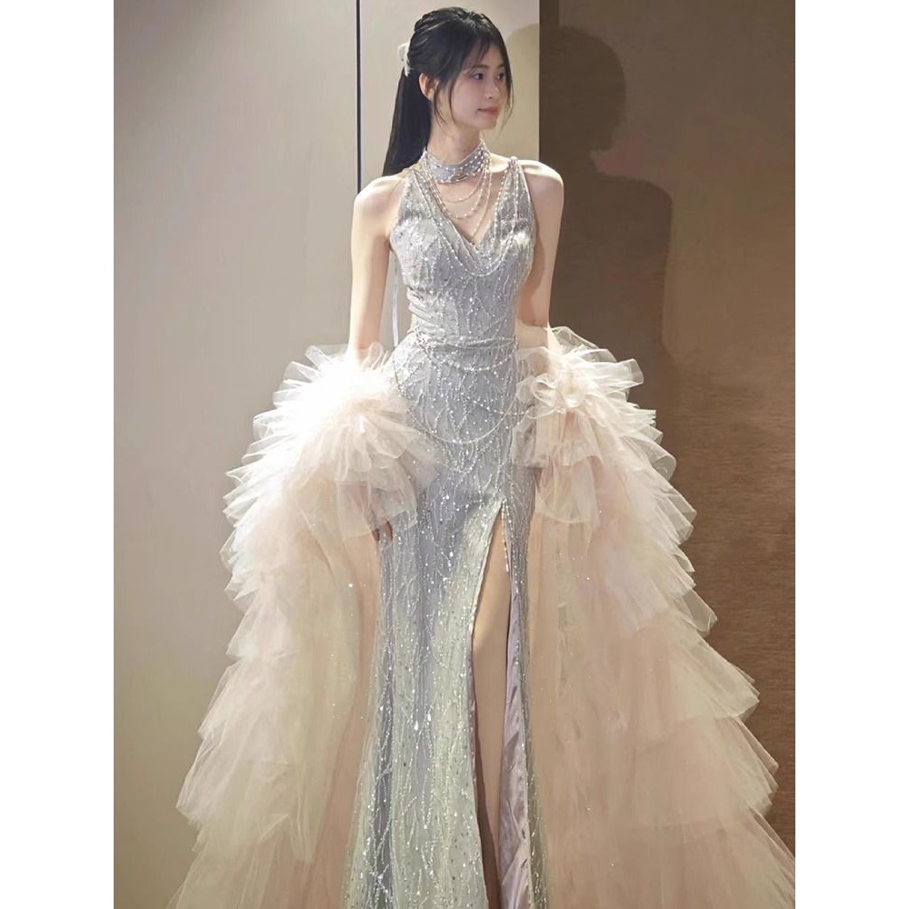 WIT#晚宴服晚禮服小禮服宴會服飾甜妹辣妹名媛宴女2025新款高級感掛脖主持人演出服敬酒服新娘訂婚禮服洋裝生日 | 蝦皮購物