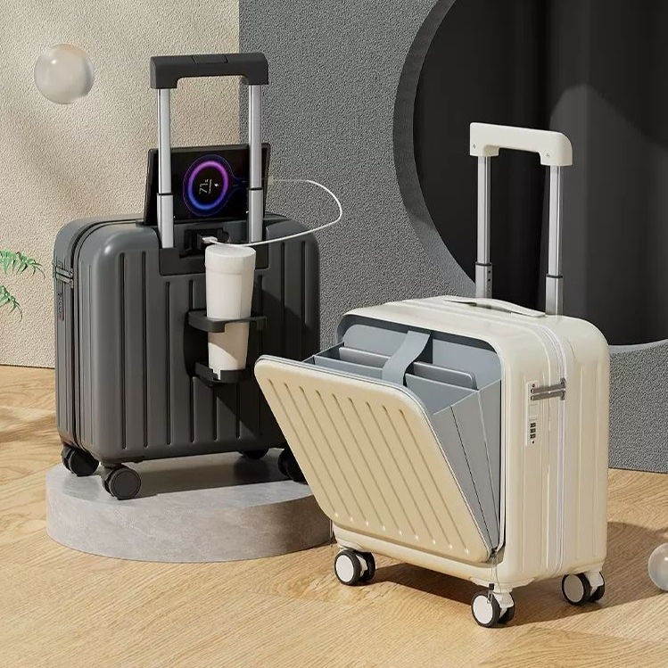台灣出貨 前開蓋18吋行李箱 20吋登機箱 筆電箱 小型登機箱 20吋杯架掛鉤行李箱 USB多功能行李箱 旅行箱免託運 | 蝦皮購物