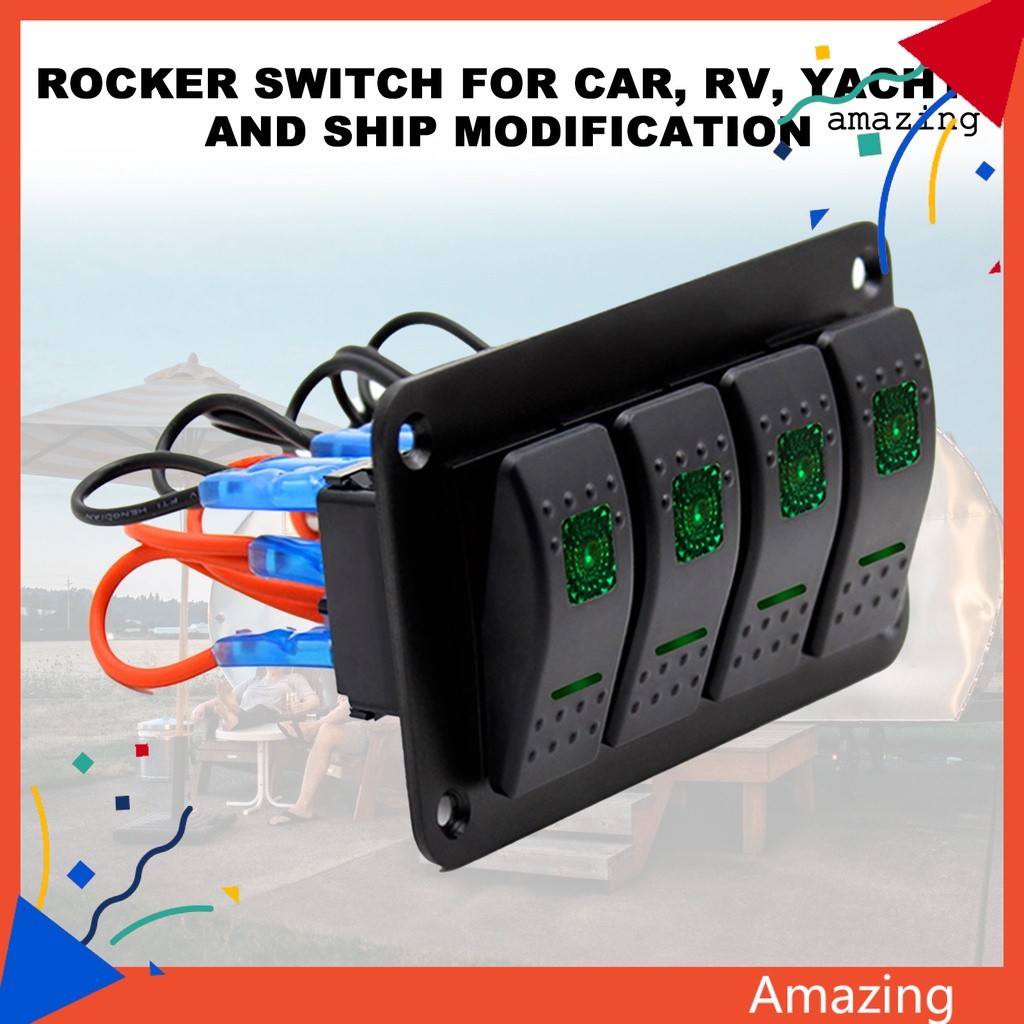 12V-24V Universal Rocker Switch Panel 4 Gang Central Control | 蝦皮購物