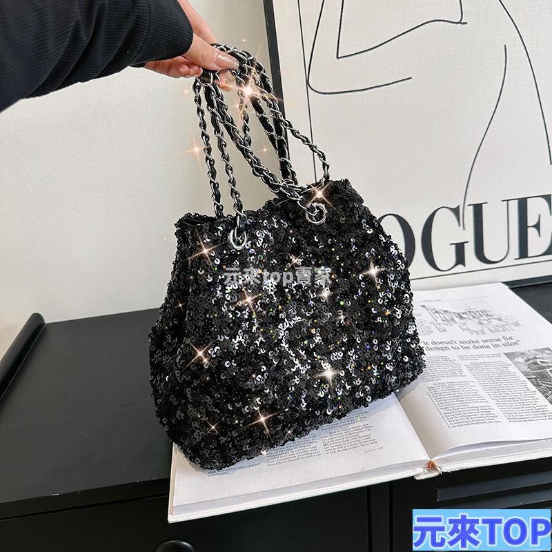 特惠 亮片包亮片包包今年流行小衆設計亮片包包女包百搭鏈條斜挎包單肩水桶包 WQVW | 蝦皮購物