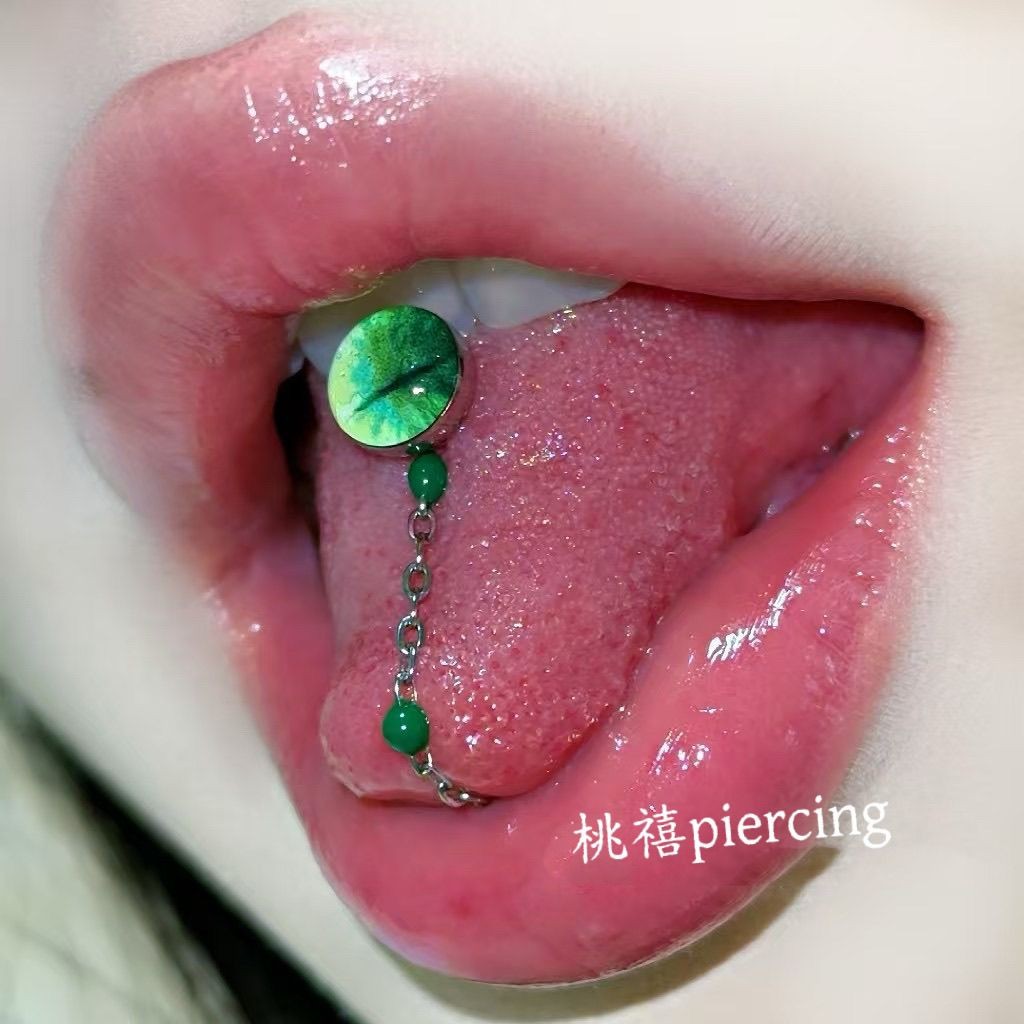 桃禧 綠色魔瞳舌釘舌鏈鈦鋼防過敏可喝酒小眾辣妹舌環舌頭釘飾品 | 蝦皮購物