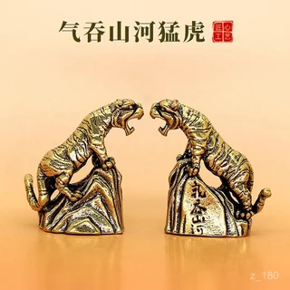 銅製 干支虎 虎嘯山河 茶台 机 事務室 招財 風水 装飾品 工芸