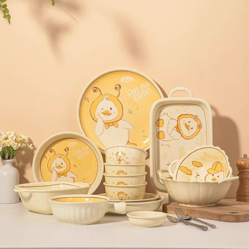 日式餐具 盤子 餐盤 陶瓷盤 碗盤器皿 調味碟 醬油碟 飯碗 陶瓷碗 復古陶瓷餐具碗盤碟 西餐盤可愛鴨碗碟碗筷套裝情侶家 | 蝦皮購物