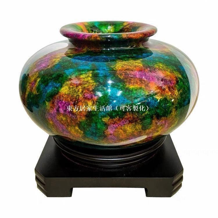 免運】正宗臺灣七彩玉花瓶聚寶盆招財進寶風水擺件-顏色艷送禮絕配東方