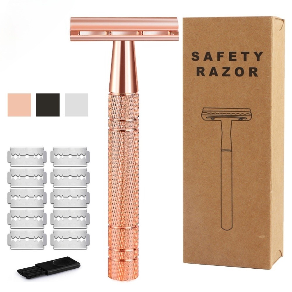HAWARD Rose Gold Razor,Classic Double Edge Safety Razor for | 蝦皮購物