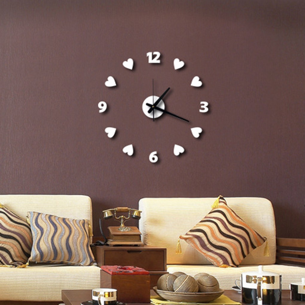 Love Hearts Number Wall Clock Acrylic Wall Stickers Watches | 蝦皮購物