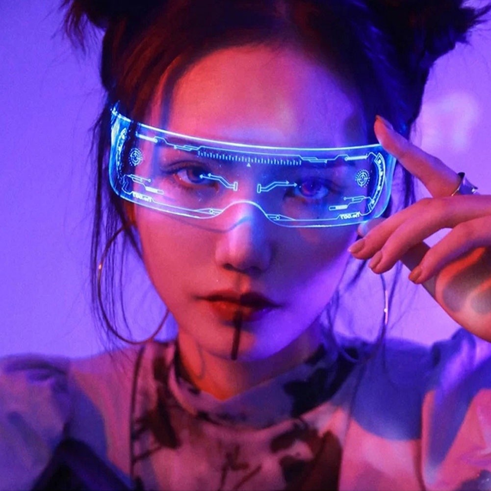 LED Luminous Sunglasses Vintage Punk Goggles Men Women Fashi | 蝦皮購物